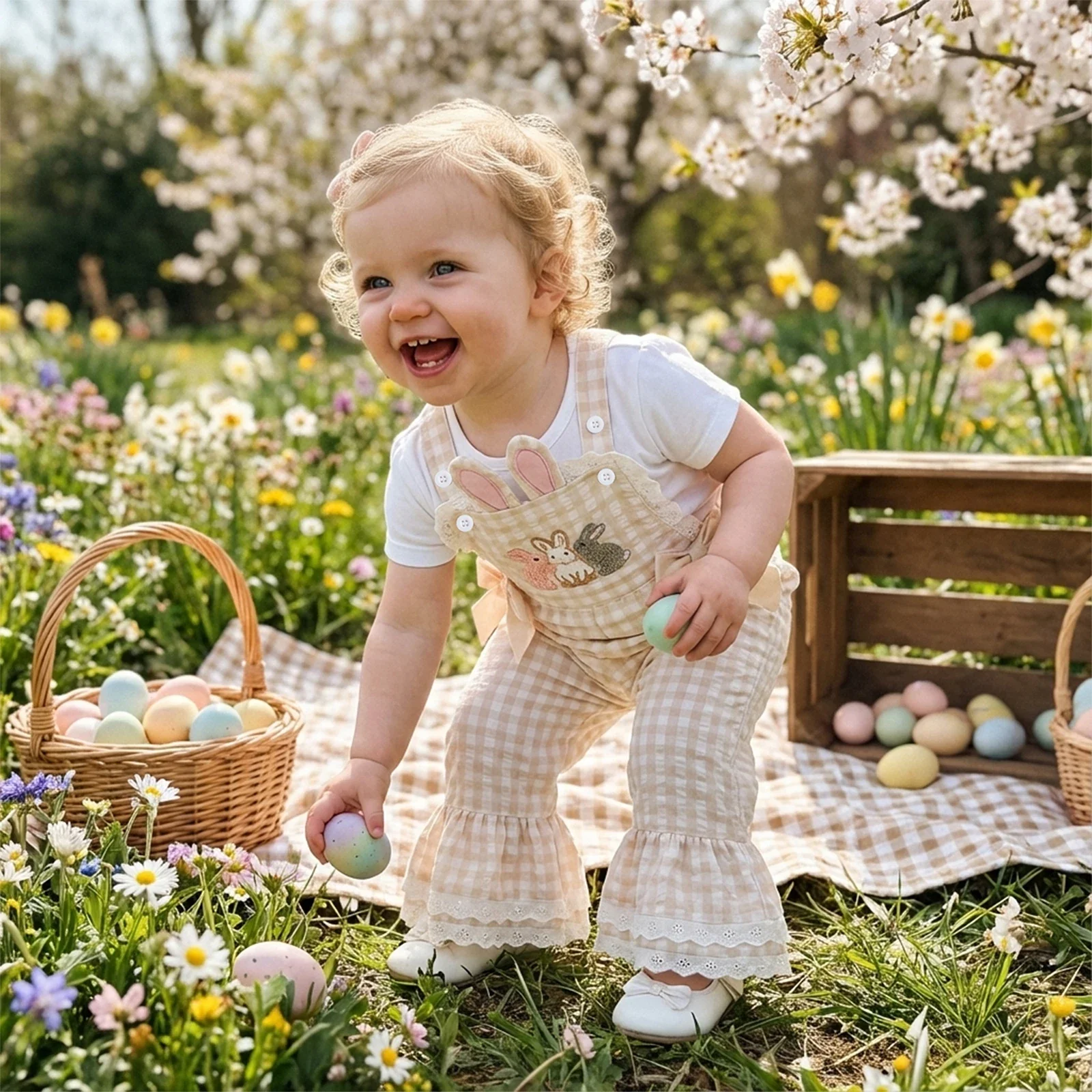 Easter Gingham Overalls - Image 4